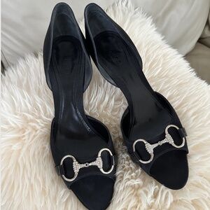 Gucci Shoes Sand Tess S. Cuoio Raso Seta in Black